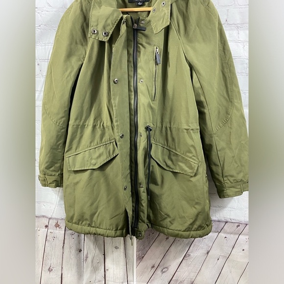 Coffee Shop New York Womens Size Large Olive Green Sherpa Lined Hooded Jacket - Picture 4 of 13
